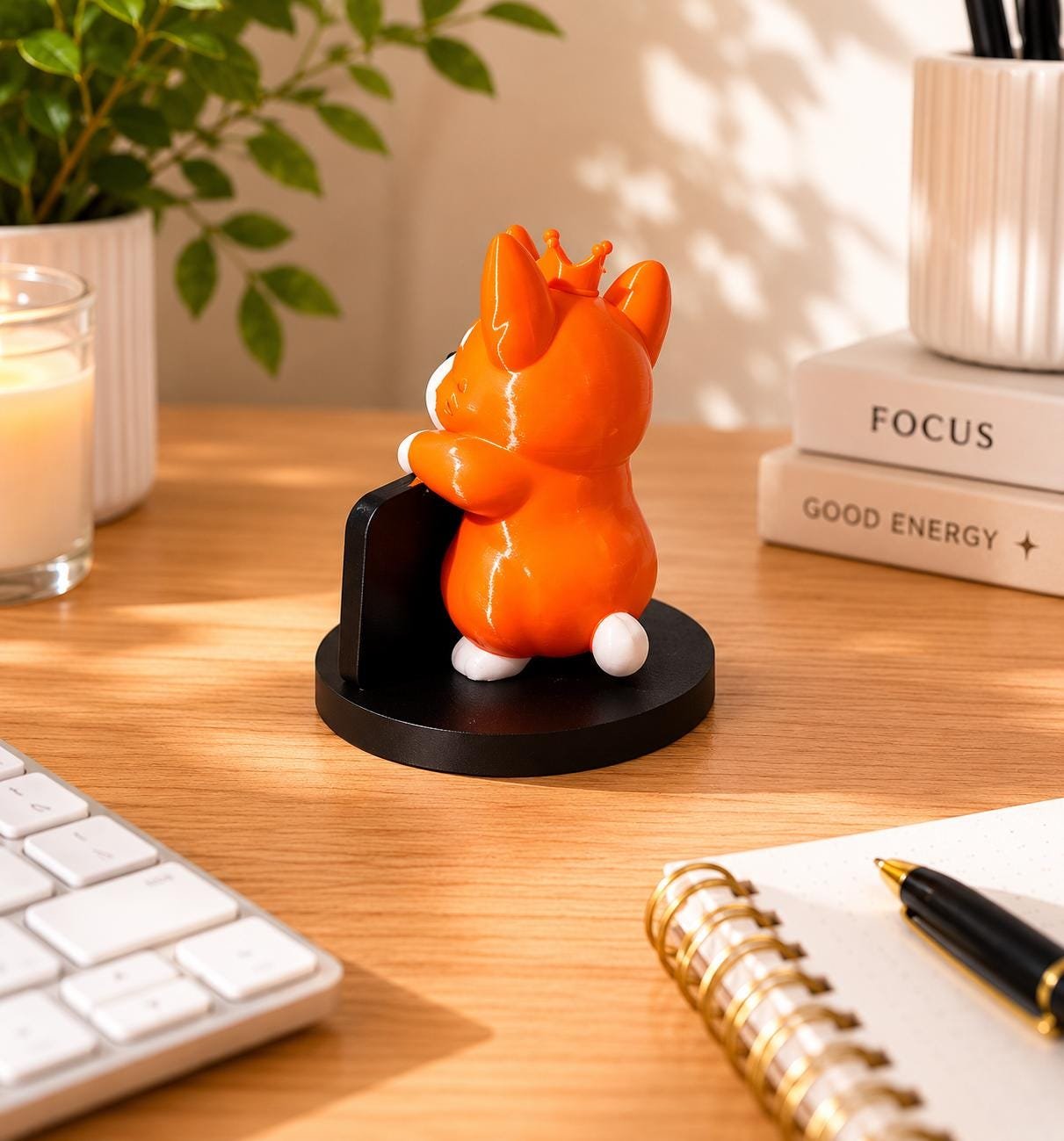 Additional angle of the Funny Corgi Desk Accessory showing its shape, size, or use