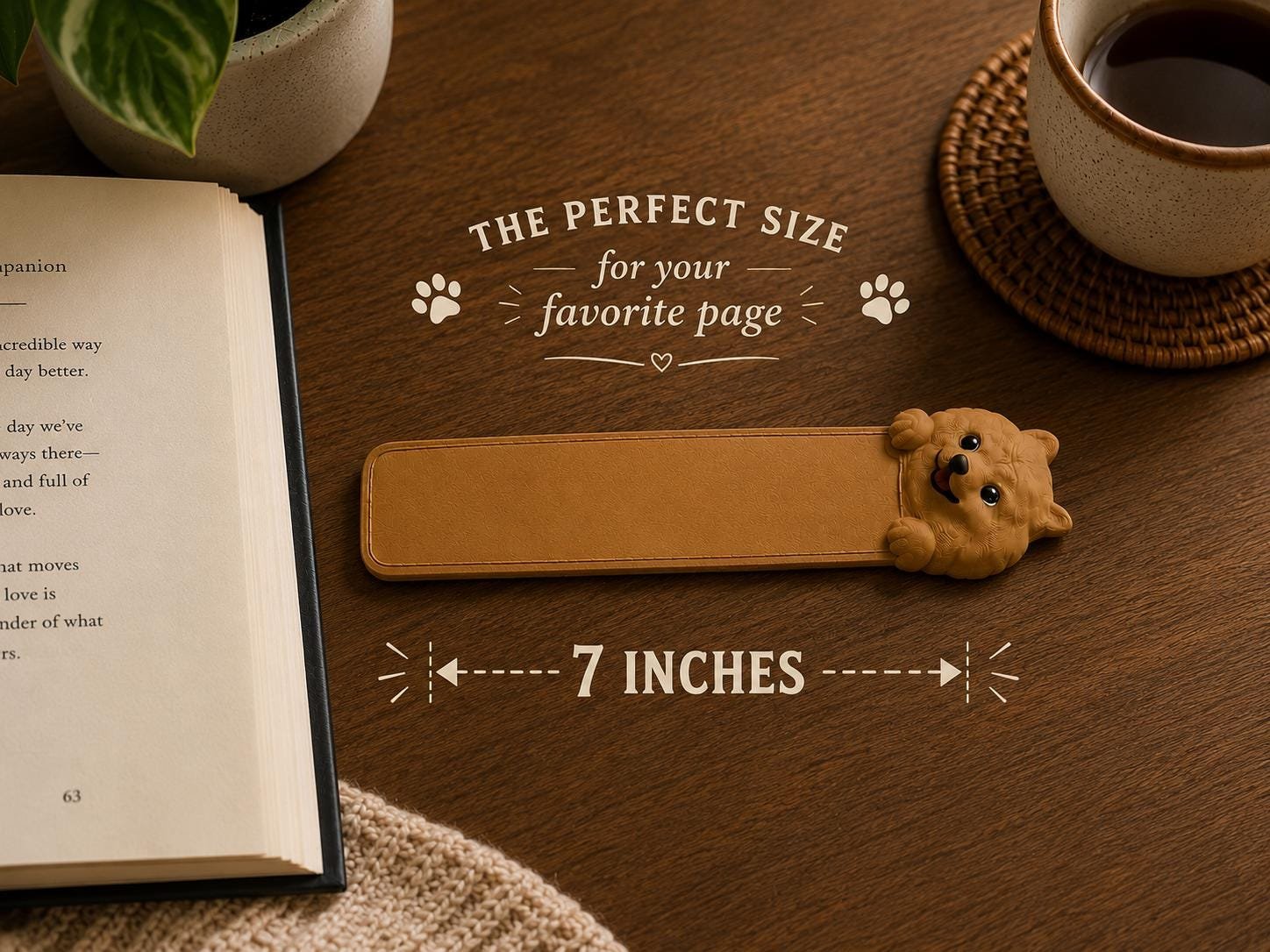 Additional angle of the Pomeranian Bookmark showing its shape, size, or use