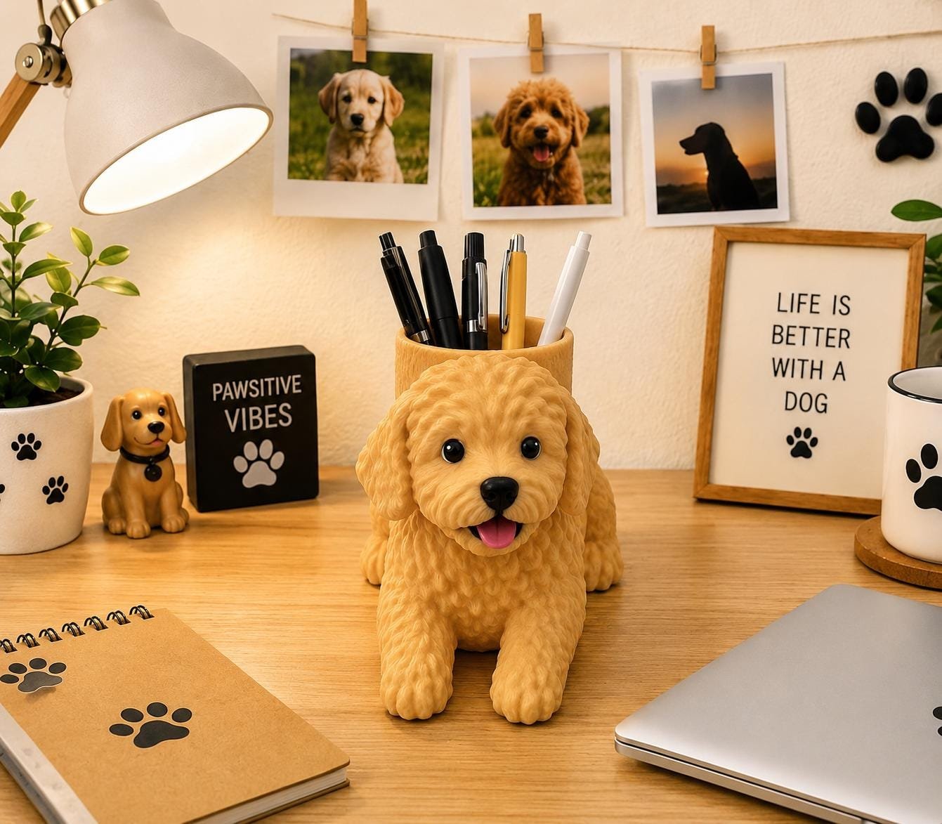 Golden Doodle Pen Holder