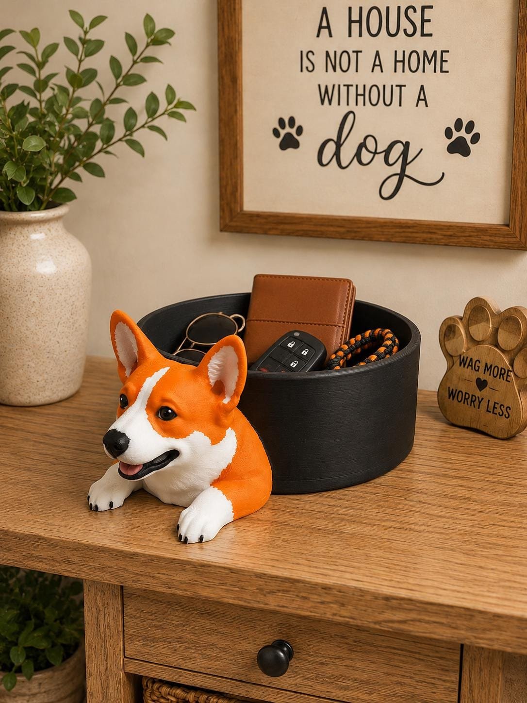Second view of the Corgi Catchall Tray showing its design and functional details