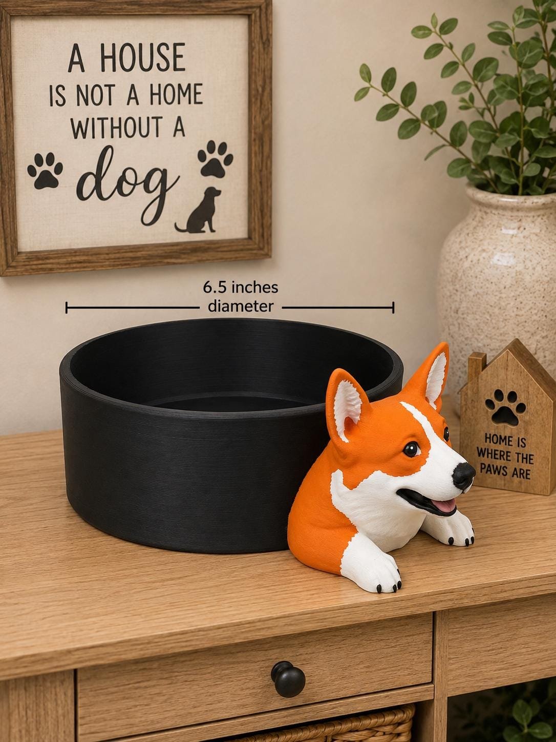 Additional angle of the Corgi Catchall Tray showing its shape, size, or use