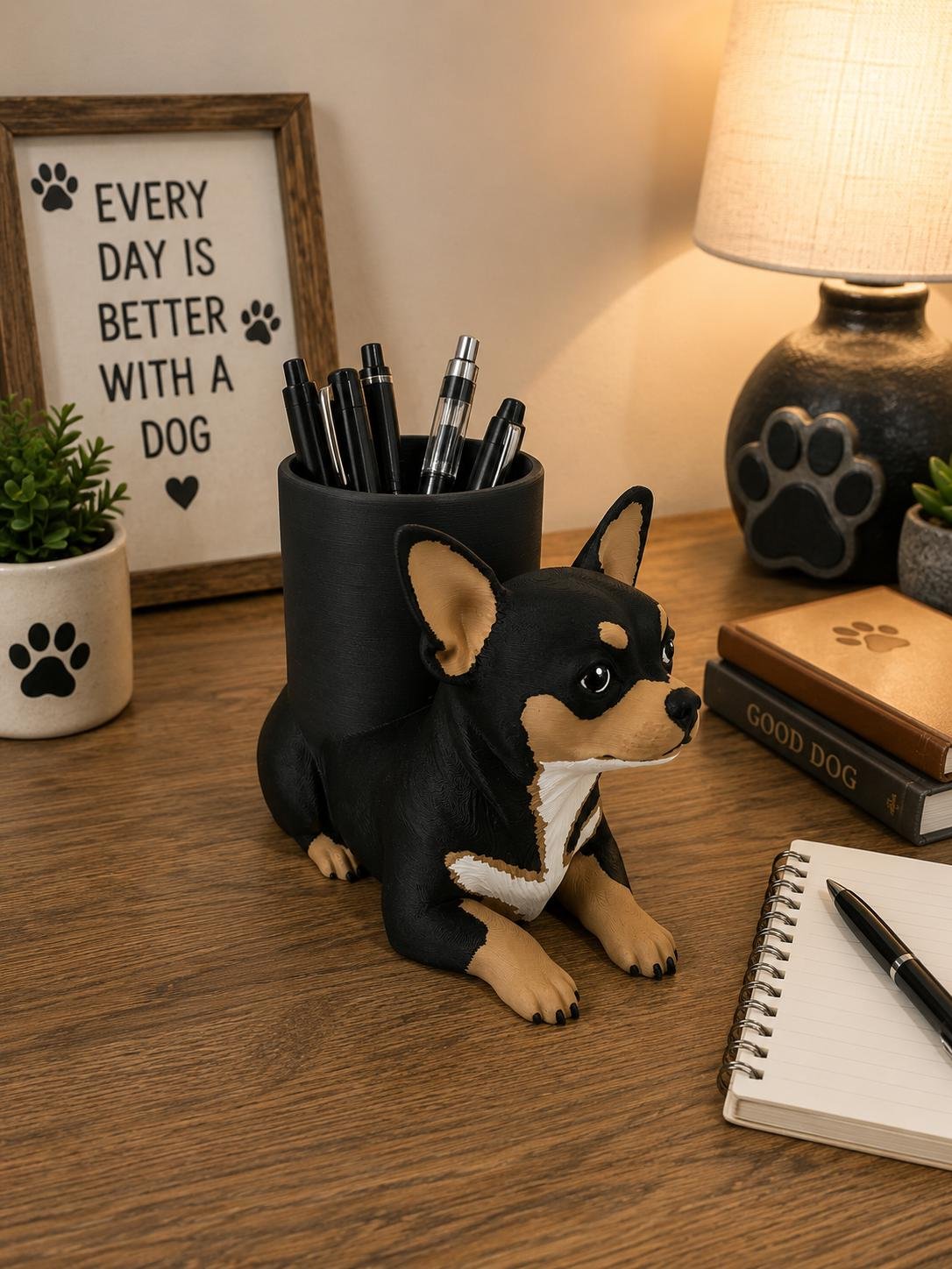 Second view of the Chihuahua Pen Holder showing its design and functional details