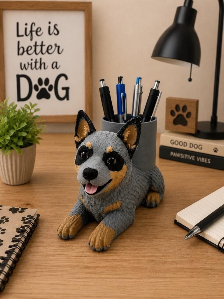 Blue Heeler Pen Holder displayed in a styled product setting