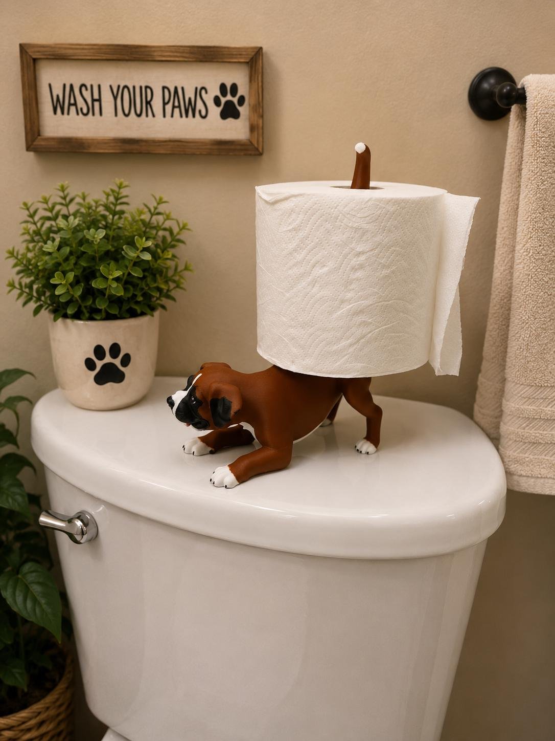 Additional angle of the Boxer Toilet Paper Holder showing its shape, size, or use