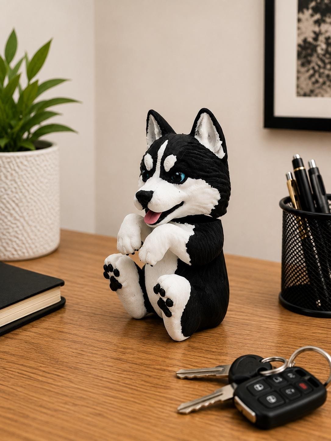 Additional angle of the Siberian Husky Magnet showing its shape, size, or use