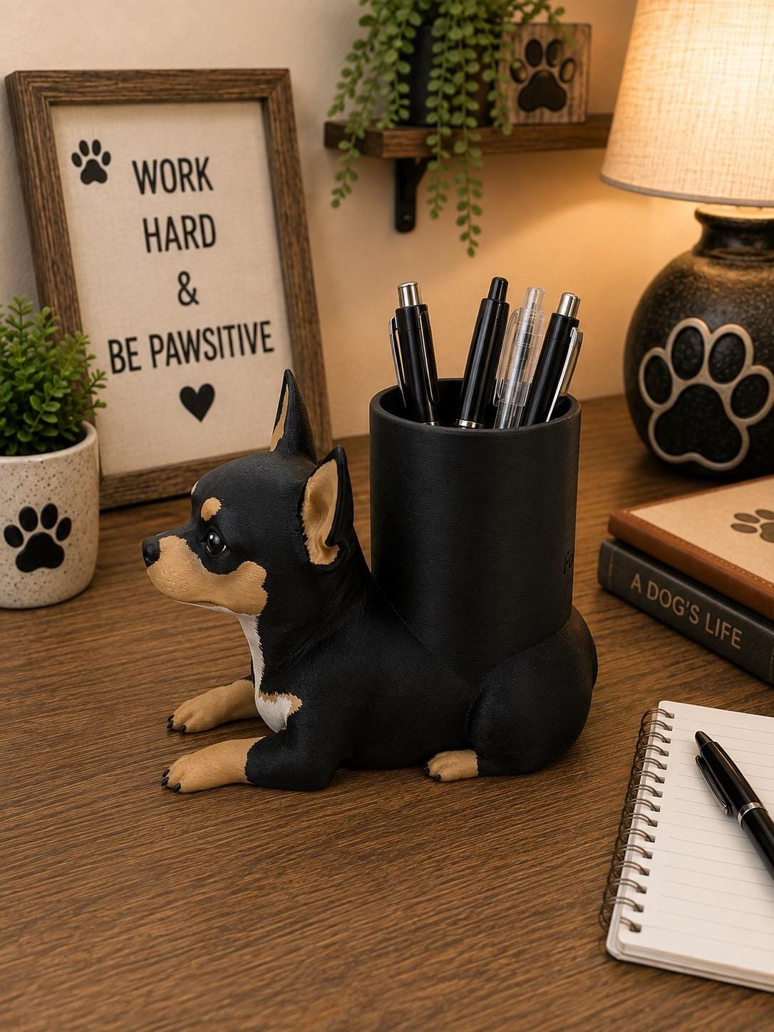Additional angle of the Chihuahua Pen Holder showing its shape, size, or use