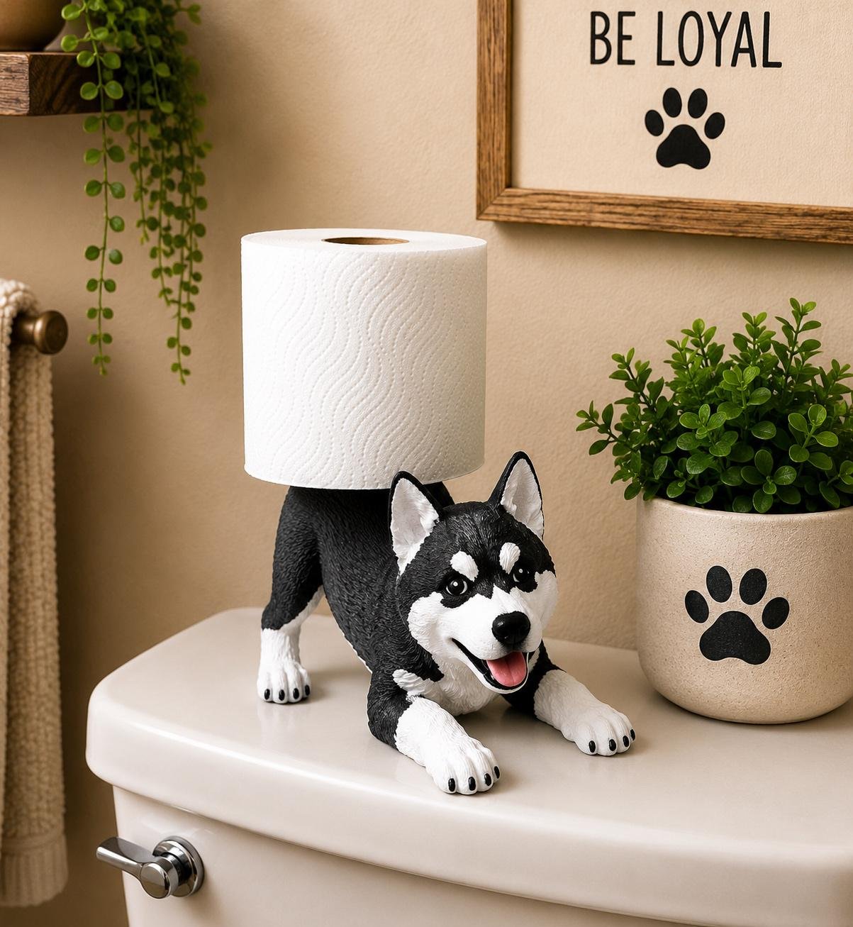 Siberian Husky Toilet Paper Holder