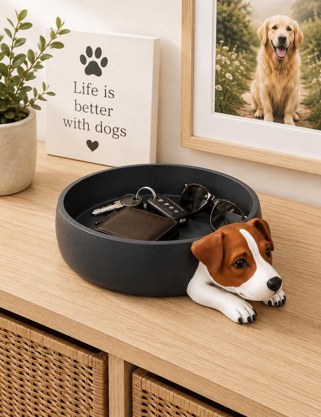 Second view of the Jack Russell Catchall Tray showing its design and functional details