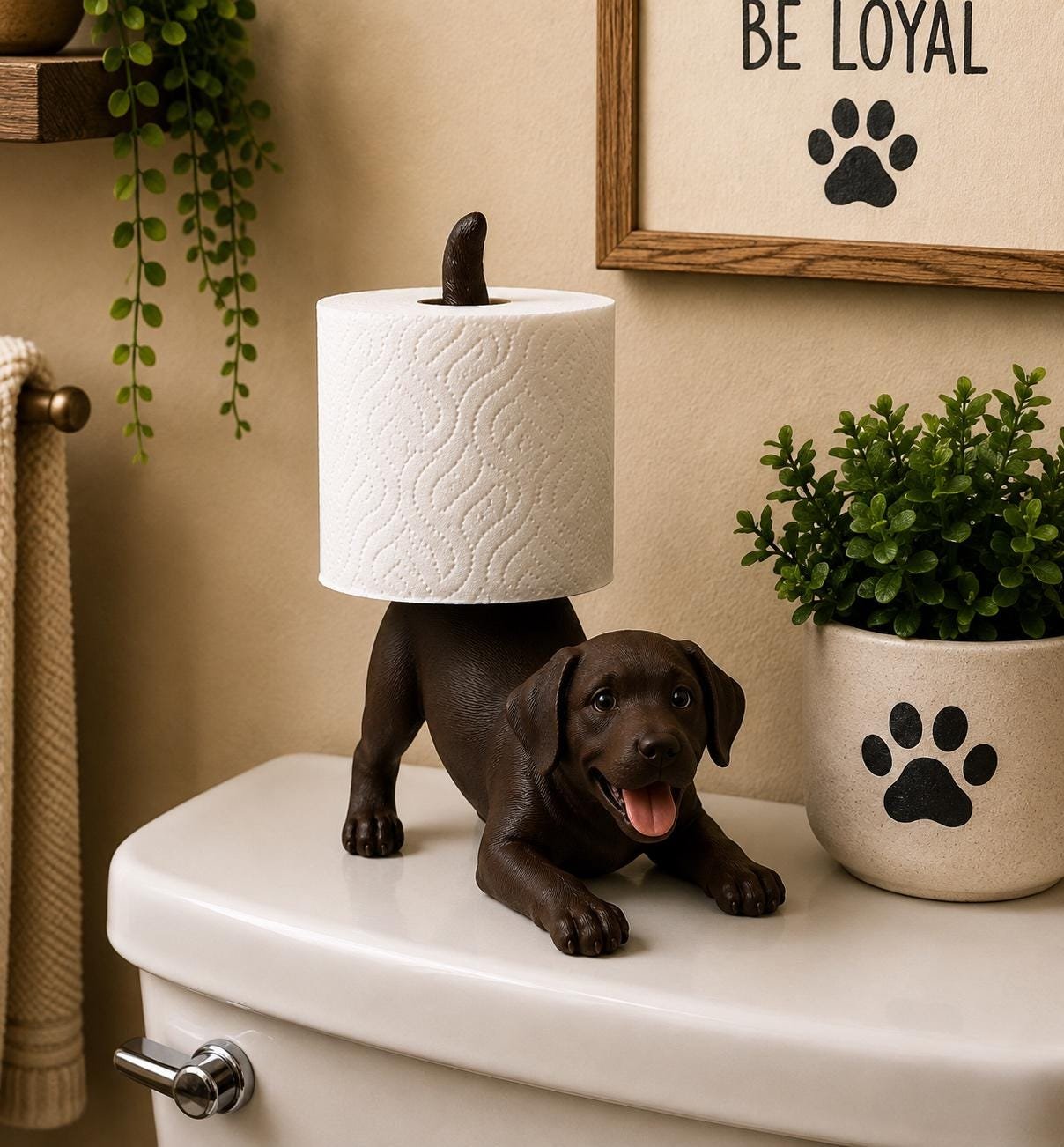 Chocolate Labrador Toilet Paper Holder