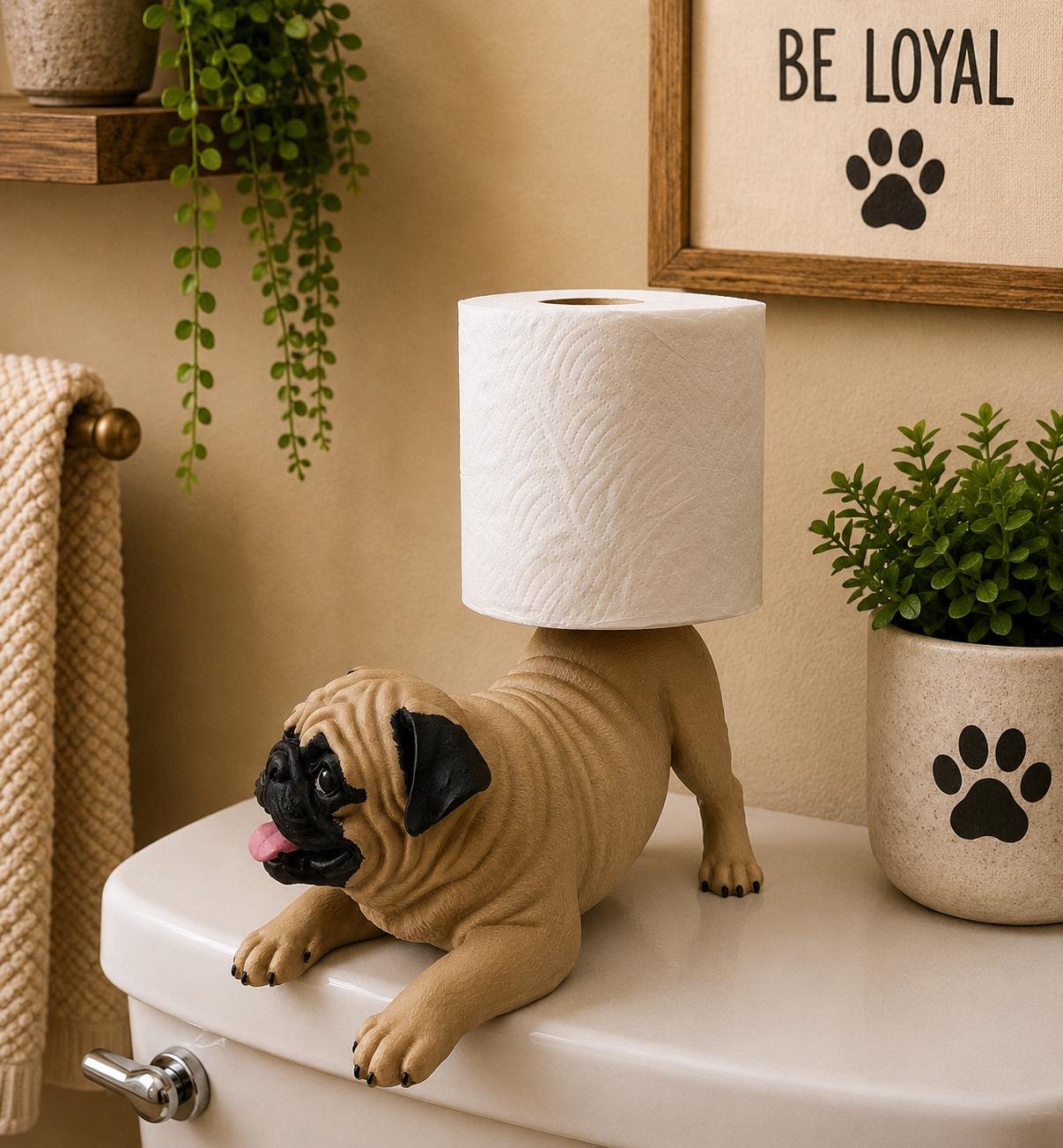 Additional angle of the Pug Toilet Paper Holder toilet paper holders showing its shape, size, or use