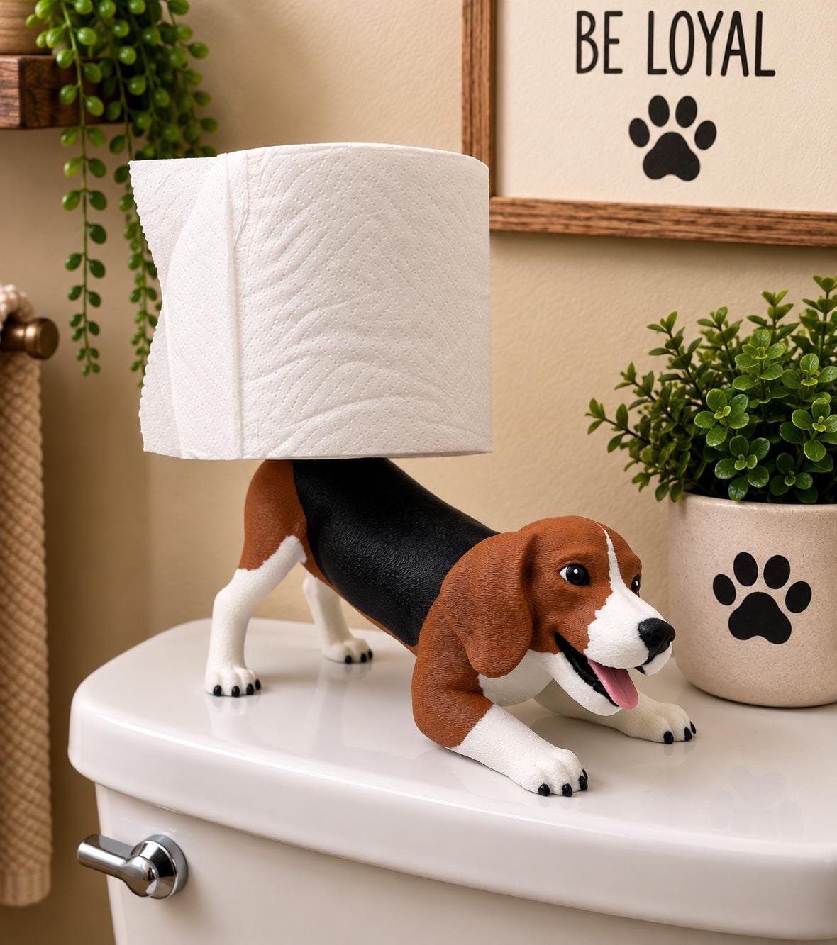 Second view of the Beagle toilet paper holder toilet paper holders showing its design and functional details