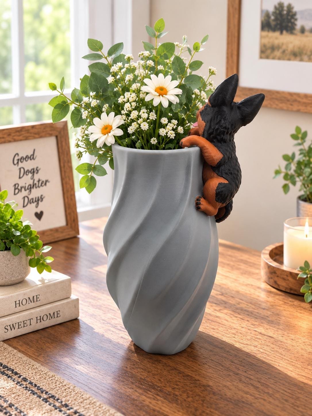 Additional angle of the German Shepherd Vase product showing its shape, size, or use