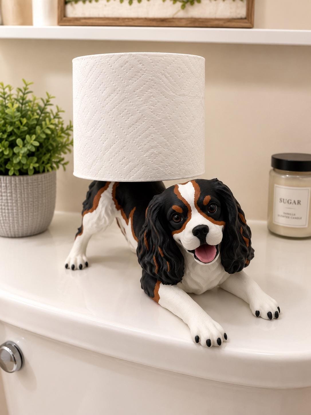 Tricolor Cavalier King Charles Toilet Paper Holder