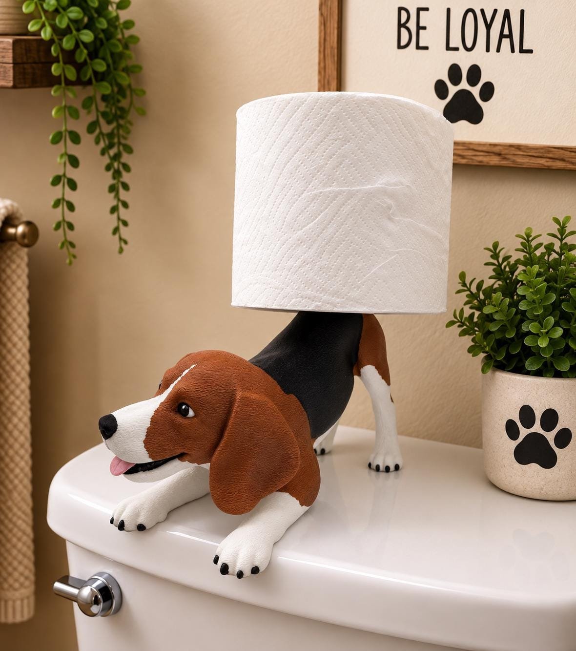 Additional angle of the Beagle toilet paper holder toilet paper holders showing its shape, size, or use