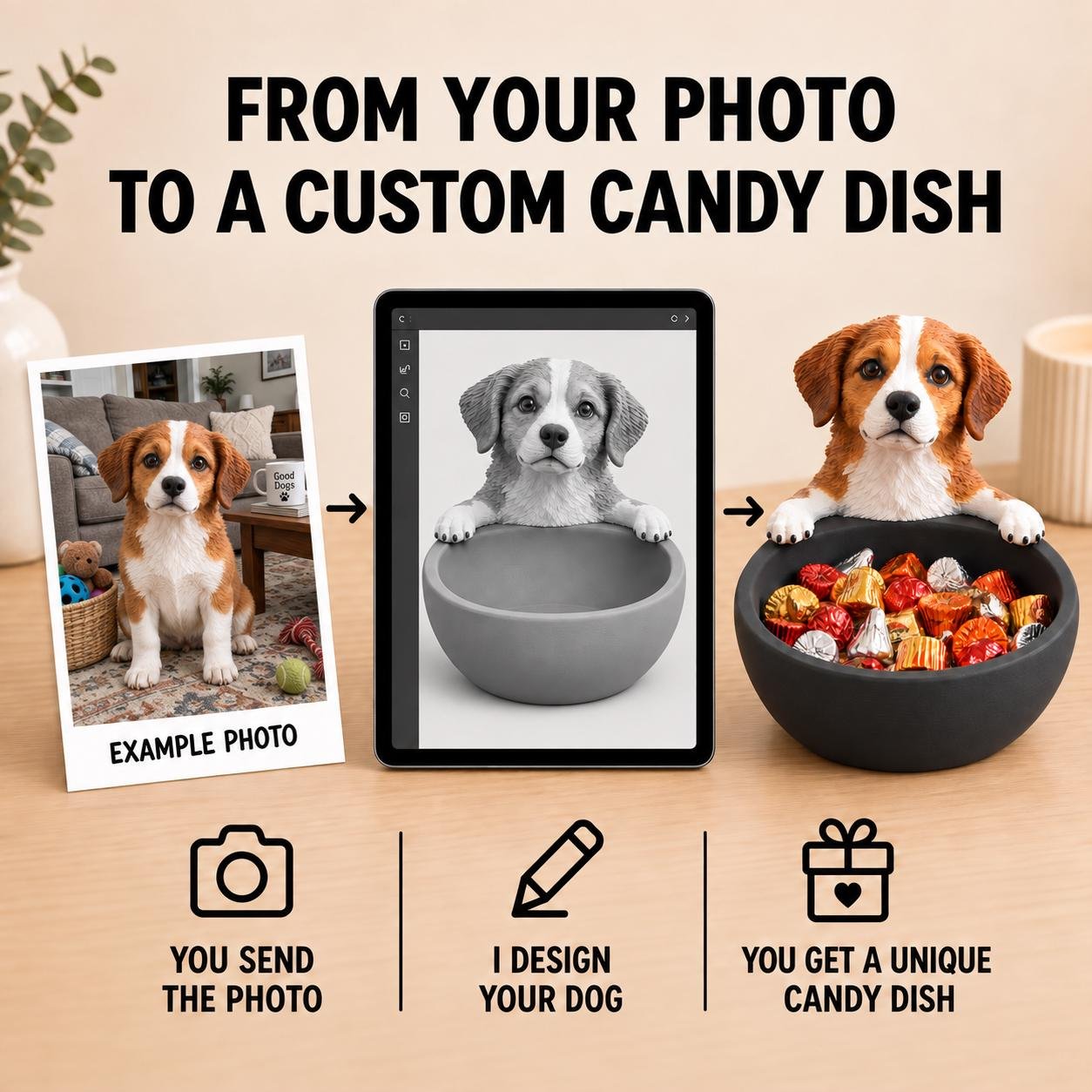 Second view of the photo to candy dish custom products showing its design and functional details