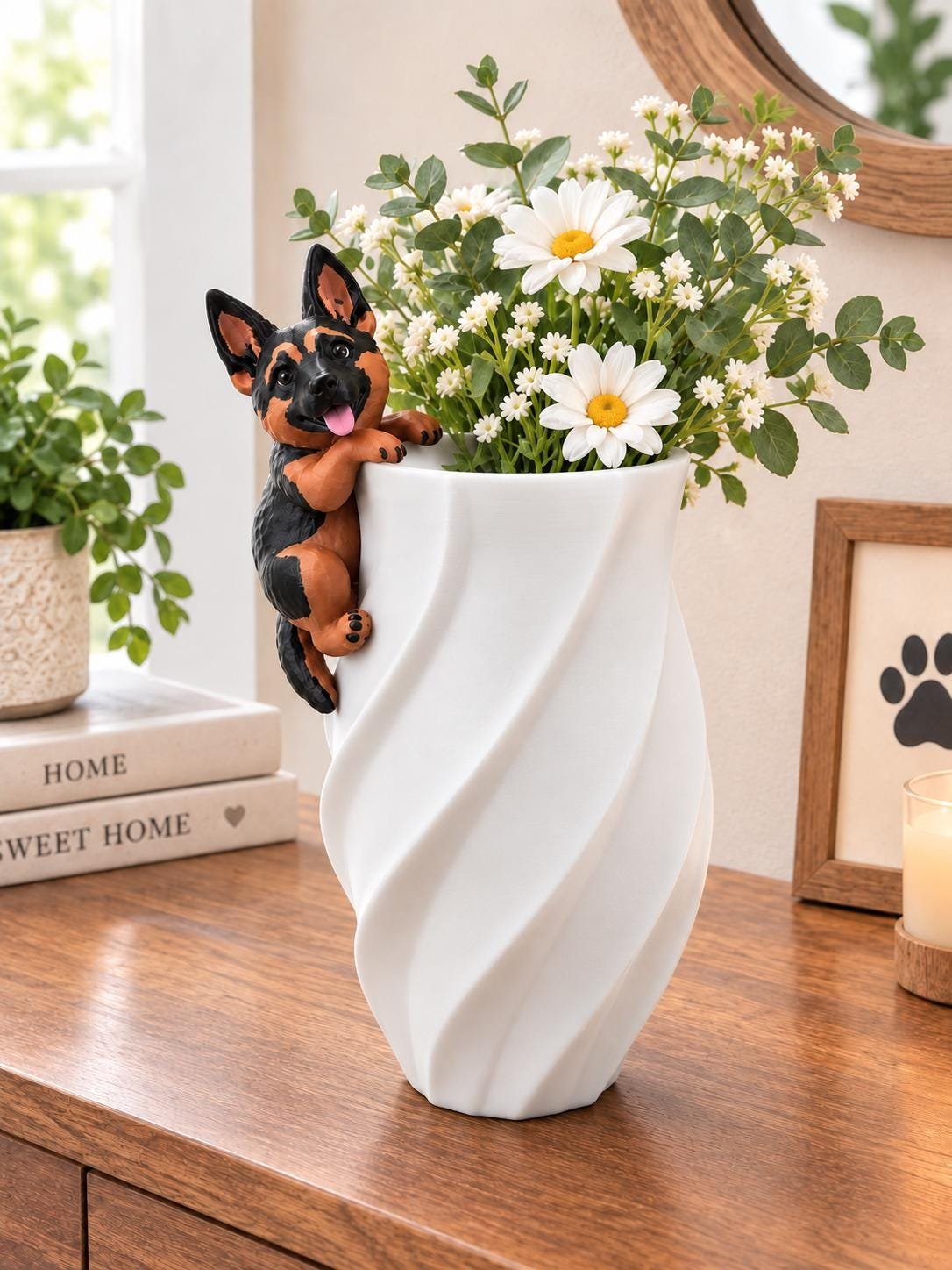 Additional angle of the German Shepherd Vase product showing its shape, size, or use