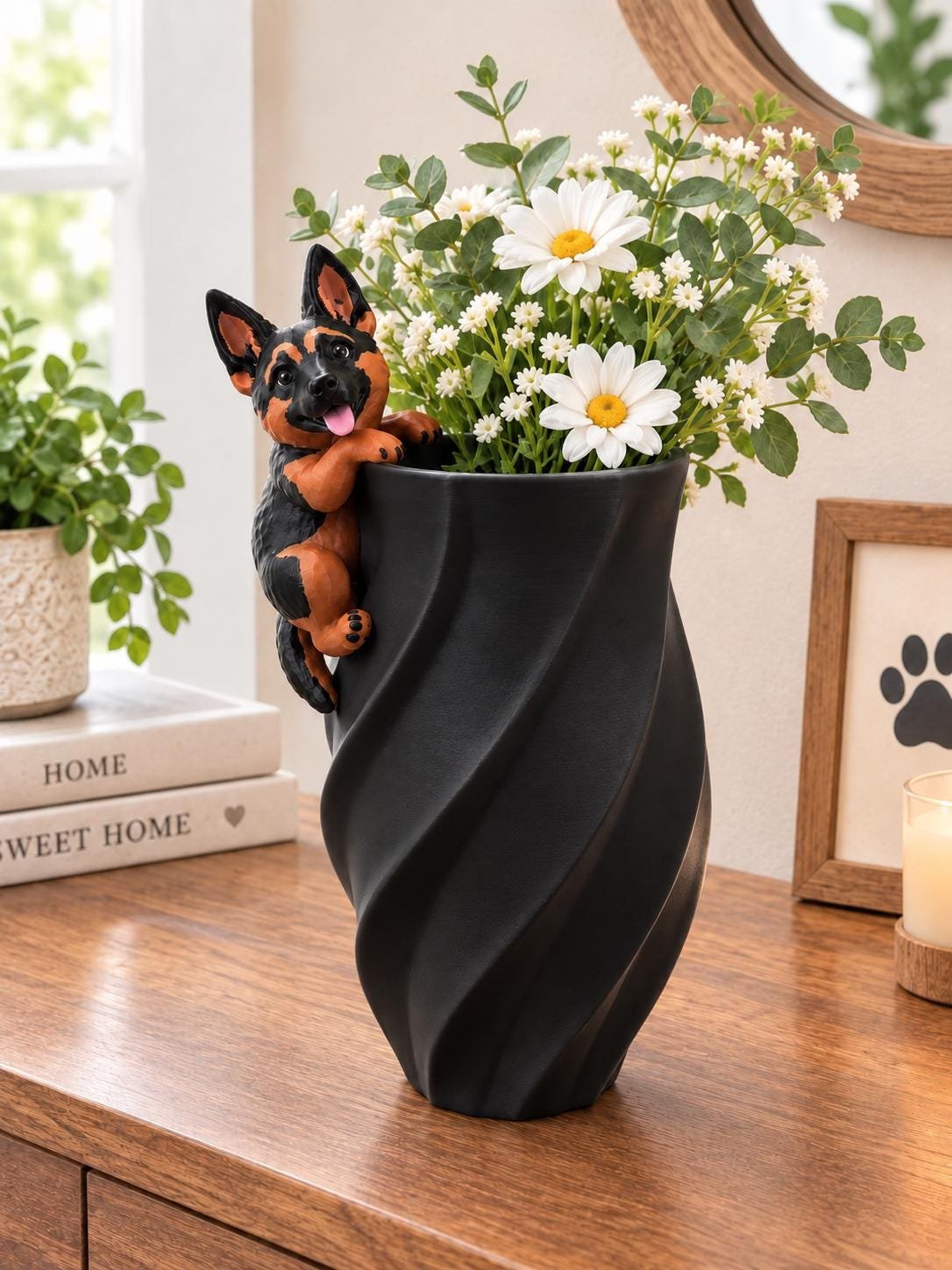 Additional angle of the German Shepherd Vase product showing its shape, size, or use