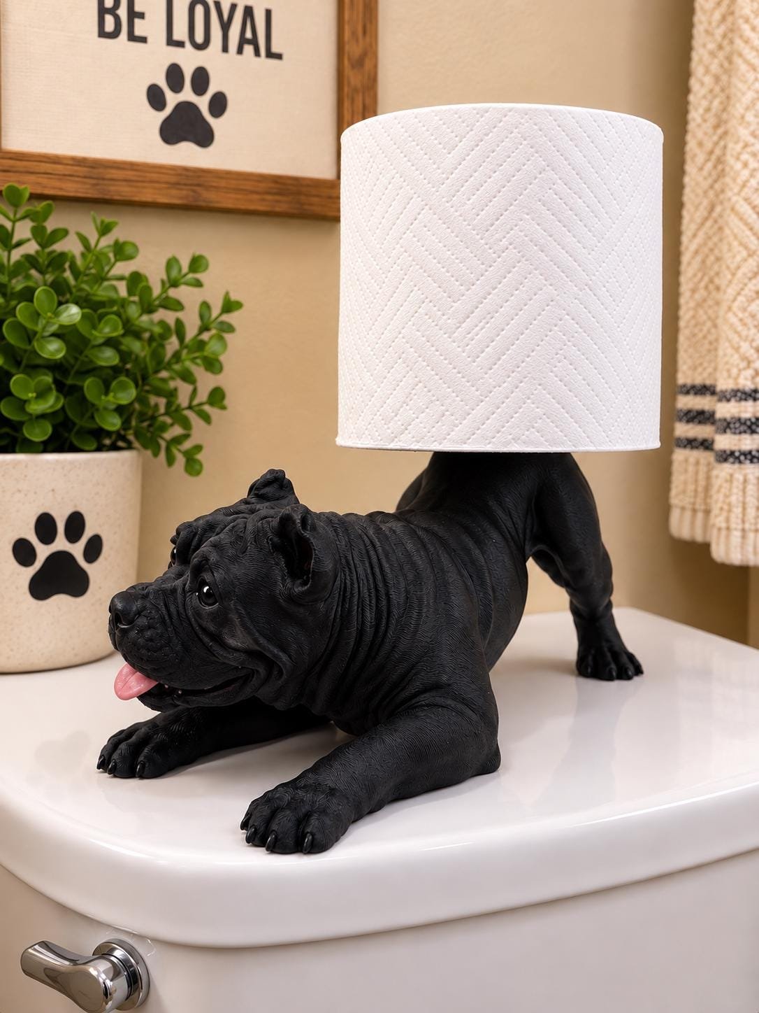 Second view of the Cane corso toilet paper holder toilet paper holders showing its design and functional details