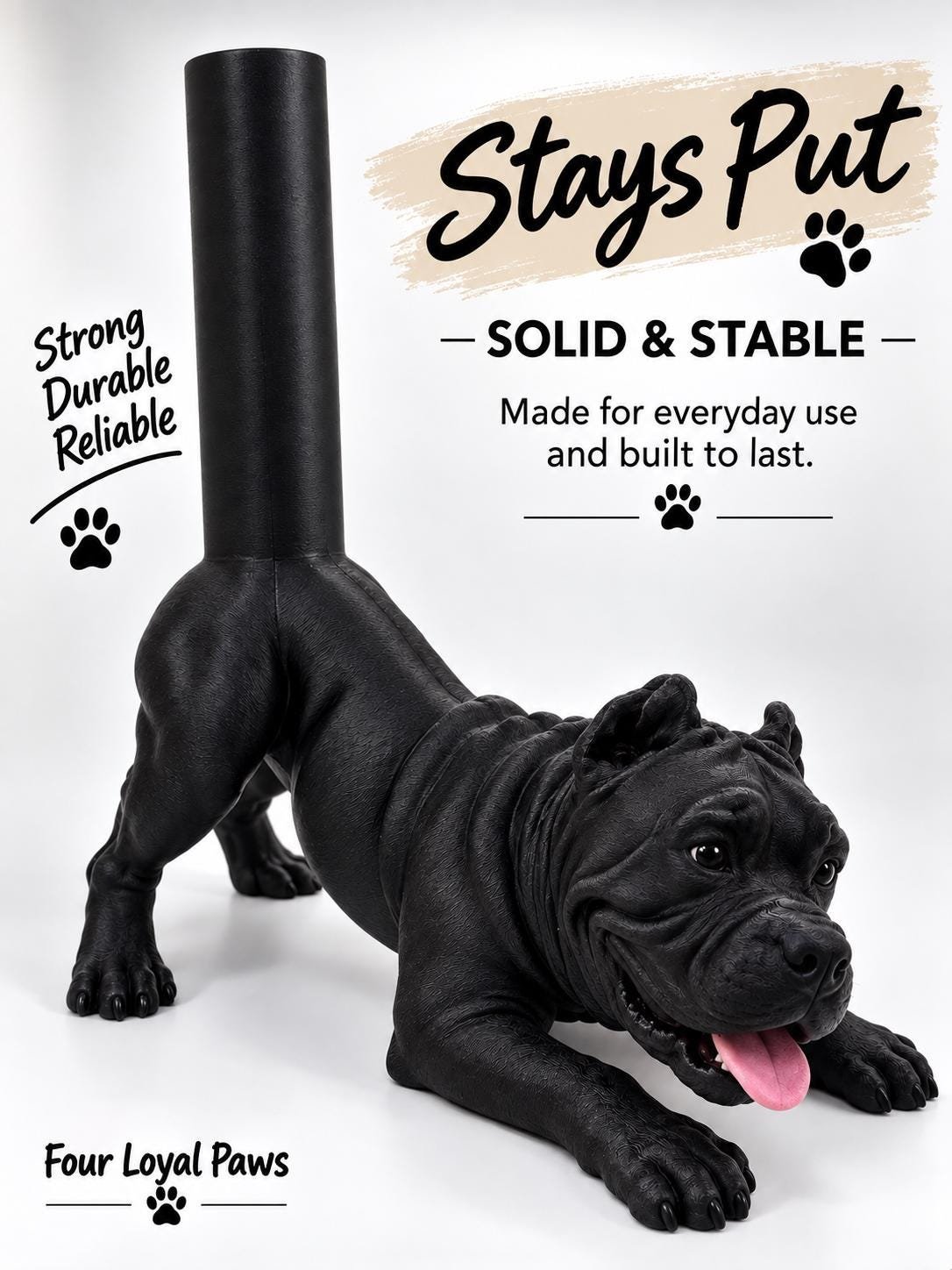Additional angle of the Cane corso toilet paper holder toilet paper holders showing its shape, size, or use