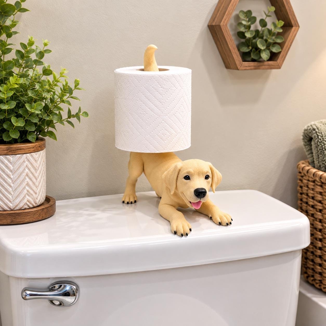 Yellow Lab Toilet Paper Holder